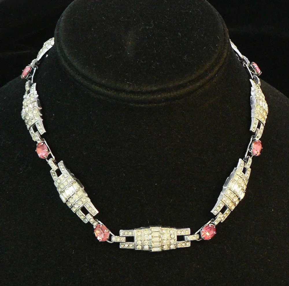 Art Deco Rhinestone Choker Necklace - image 4
