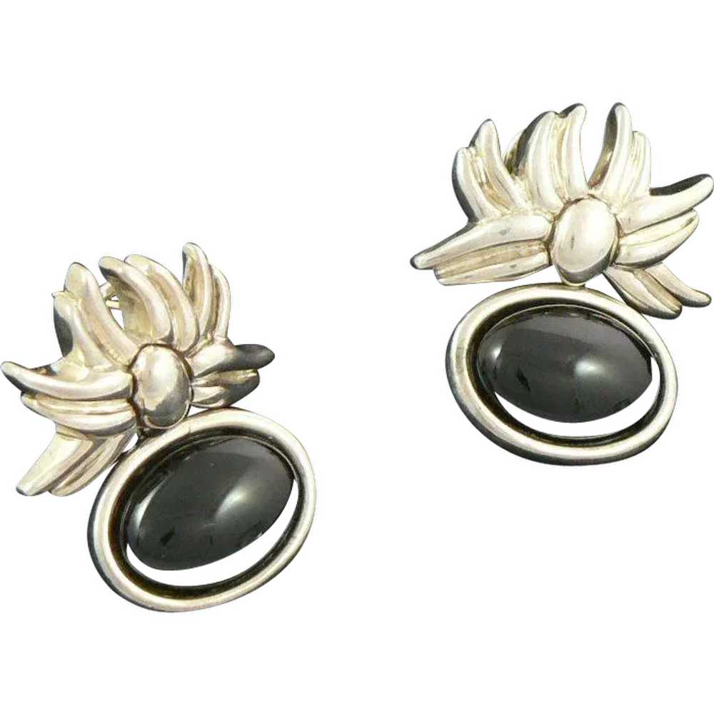 Tiffany Sterling Silver and Onyx Earrings 1986 - image 1