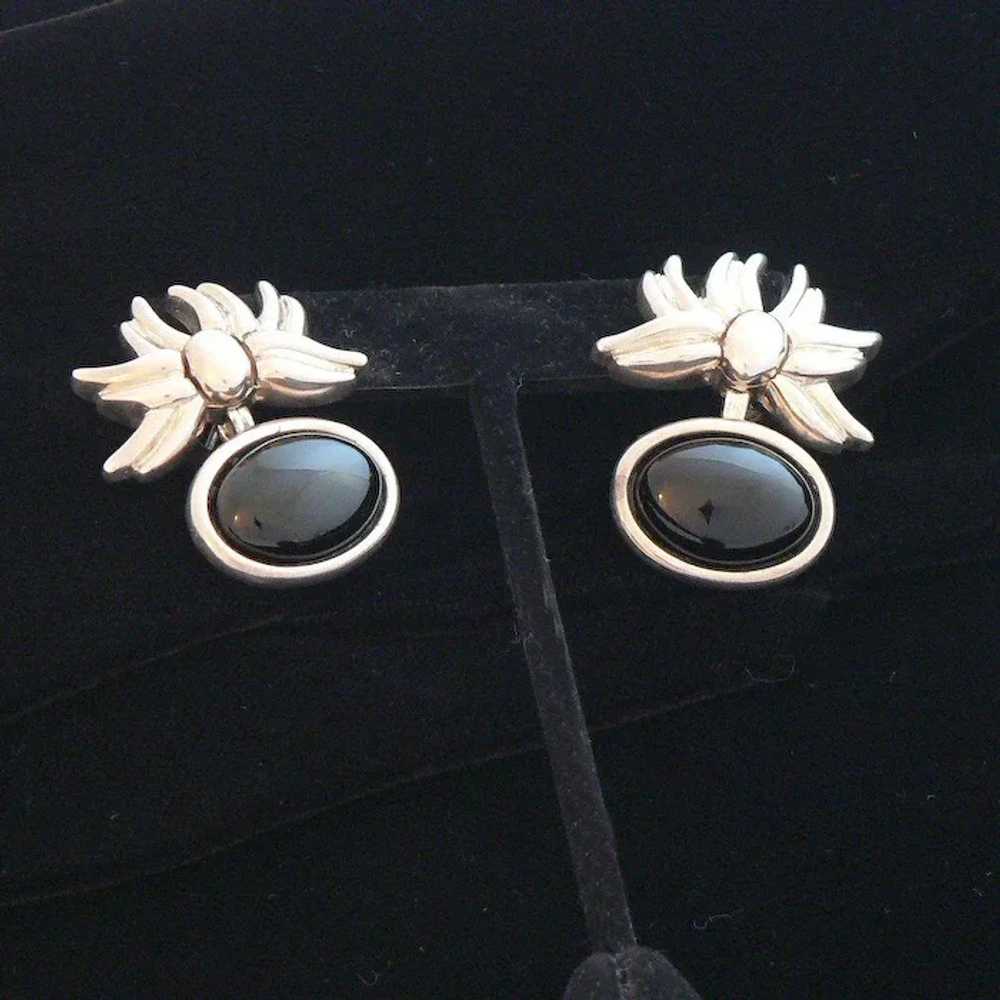 Tiffany Sterling Silver and Onyx Earrings 1986 - image 2