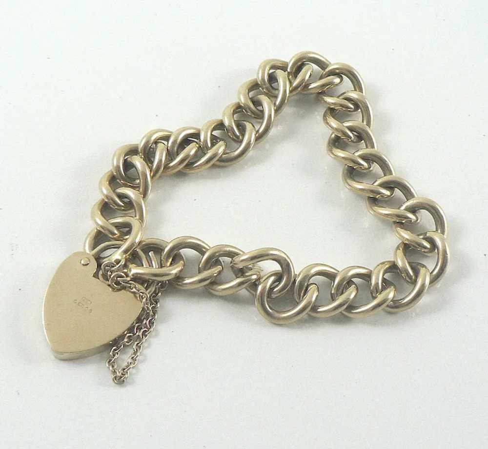 9 Carat Gold Padlock Heart Gate Curb Link Bracelet - image 4