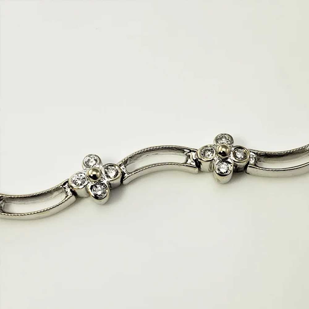 Vintage 18 Karat White Gold Diamond Flower Bracel… - image 3