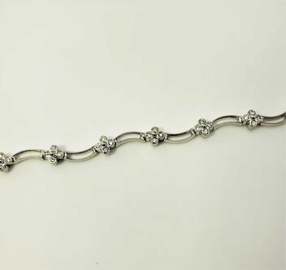 Vintage 18 Karat White Gold Diamond Flower Bracel… - image 5