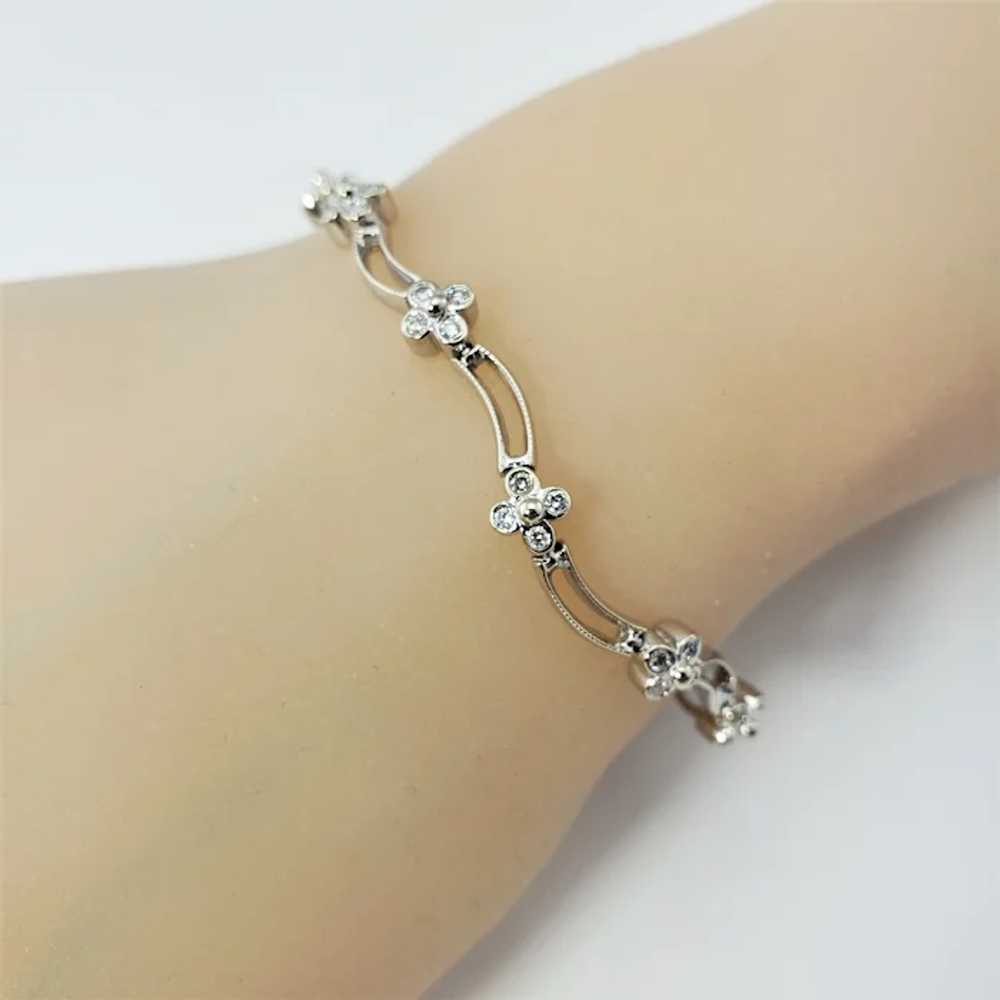 Vintage 18 Karat White Gold Diamond Flower Bracel… - image 9