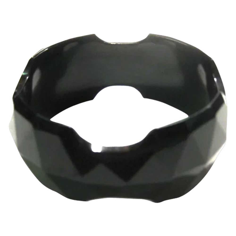 Black Bakelite Bracelet Carved Faceted - image 2