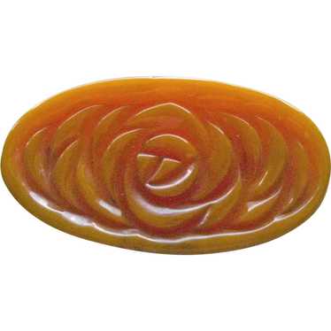 Carved Bakelite Pin / Butterscotch Bakelite / Lar… - image 1