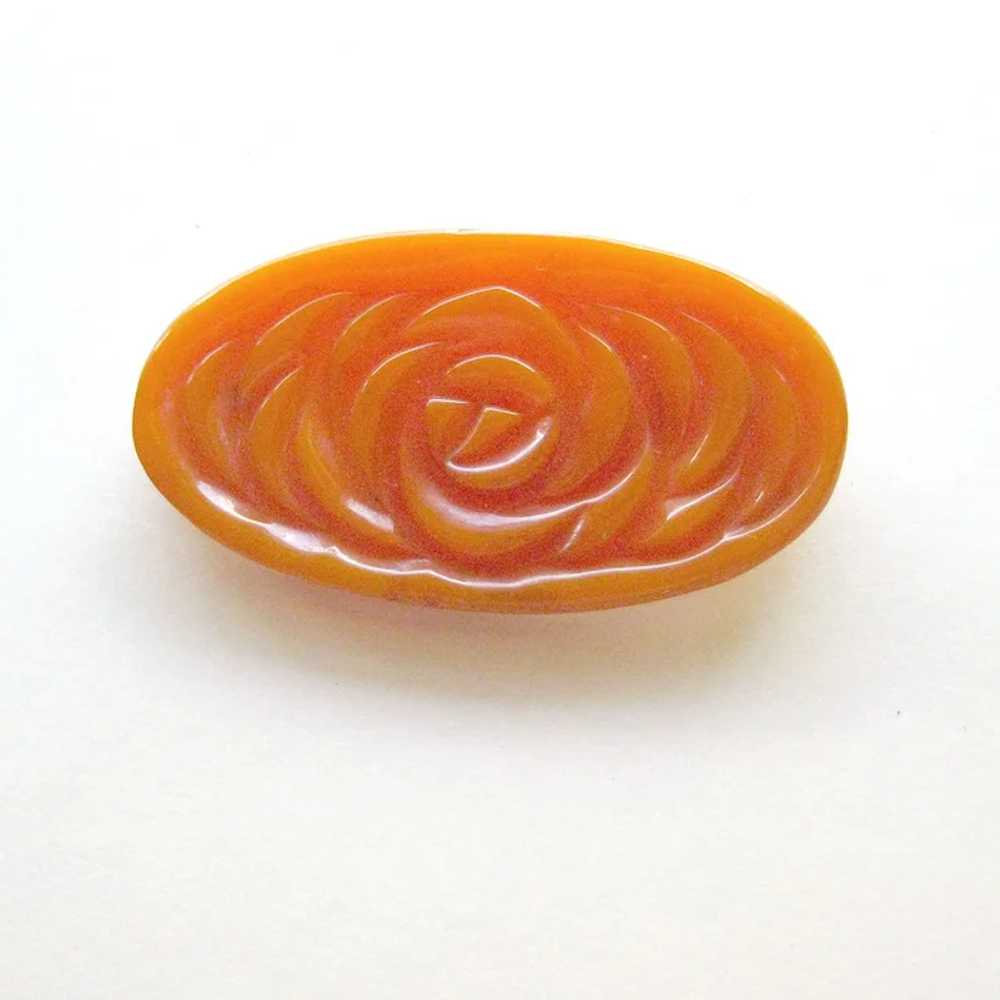 Carved Bakelite Pin / Butterscotch Bakelite / Lar… - image 2