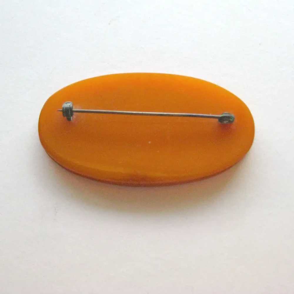 Carved Bakelite Pin / Butterscotch Bakelite / Lar… - image 3