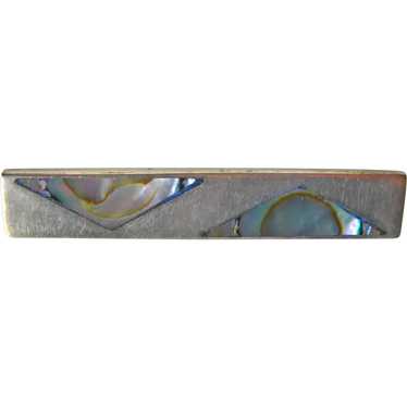 Vintage Taxco Sterling and Abalone Tie Bar Jewelr… - image 1