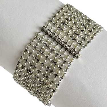 Elegant Platinum  Diamond Pearl Bracelet 1920