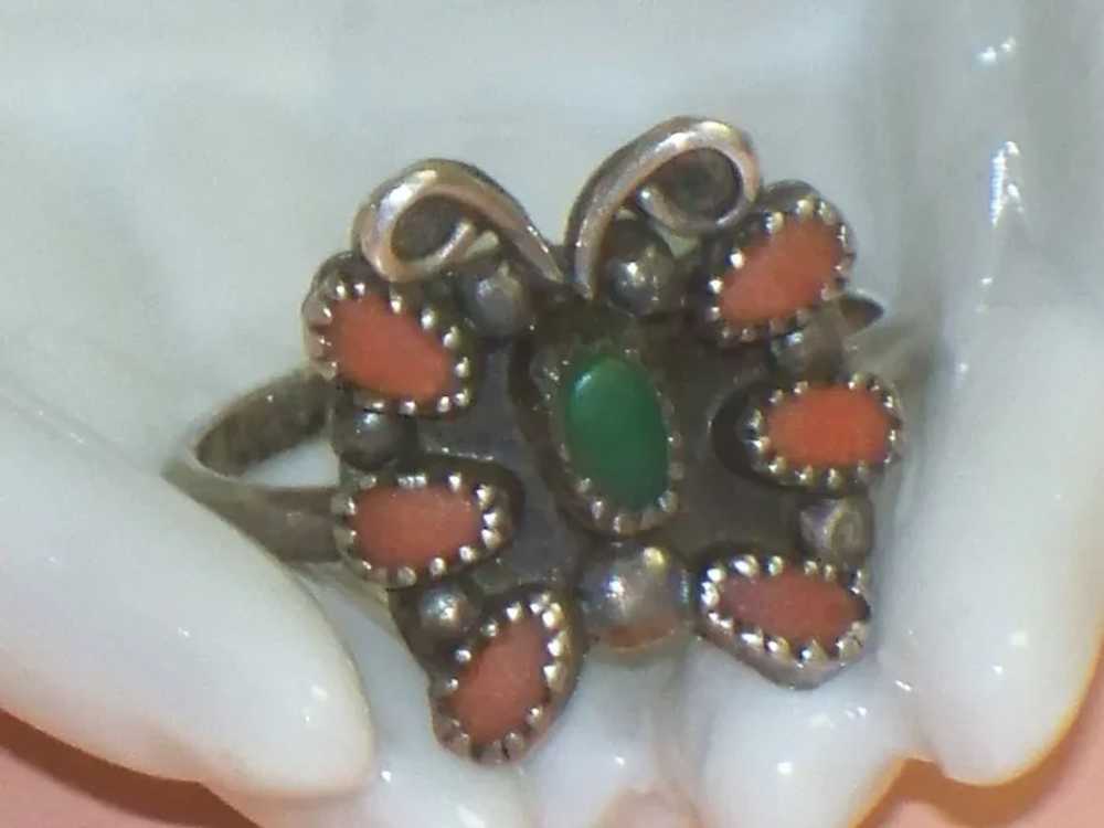 Vintage Southwestern Butterfly Ring in Sterling S… - image 8