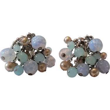 Colorful Blue Chalcedony Beaded Earrings - image 1