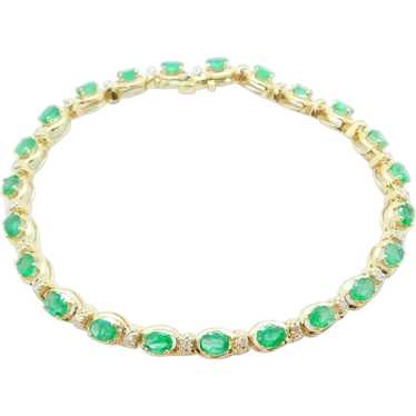 3.75 ctw Emerald and Diamond Bracelet 14k Yellow … - image 1