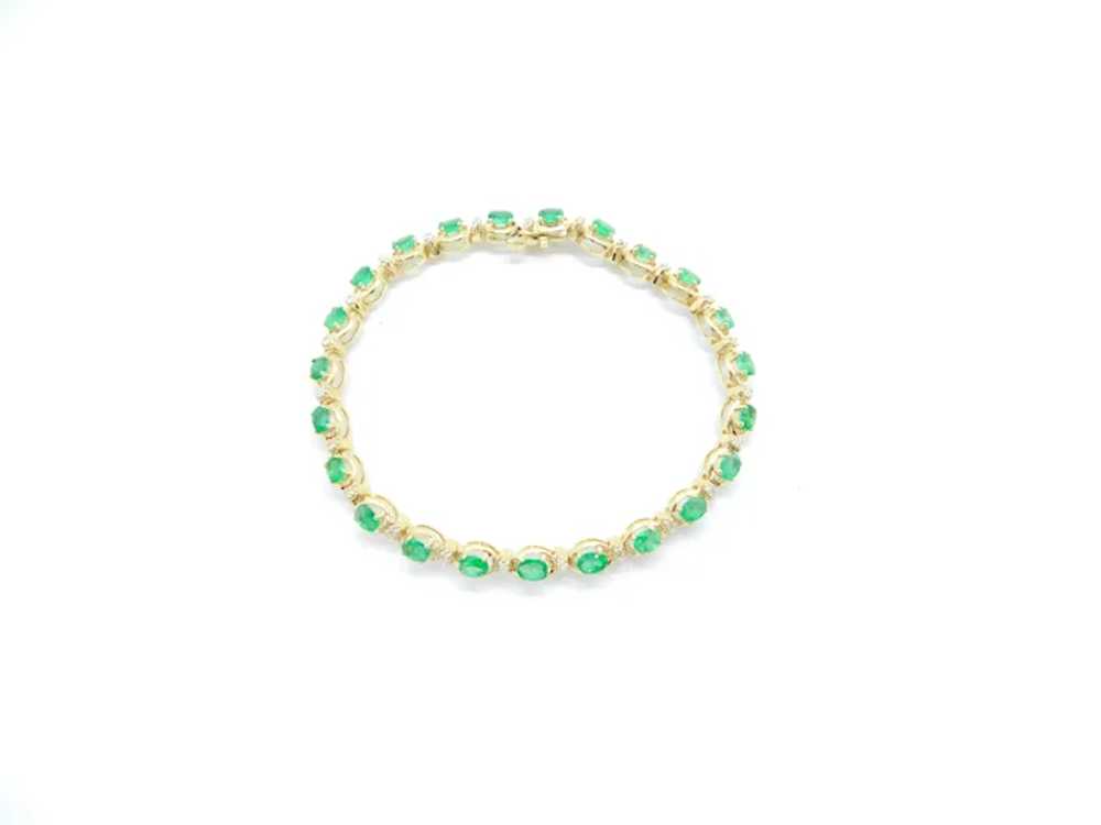 3.75 ctw Emerald and Diamond Bracelet 14k Yellow … - image 2