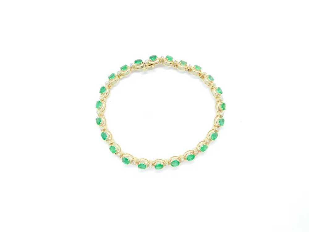 3.75 ctw Emerald and Diamond Bracelet 14k Yellow … - image 3