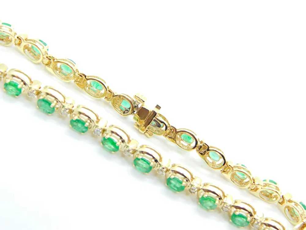 3.75 ctw Emerald and Diamond Bracelet 14k Yellow … - image 4