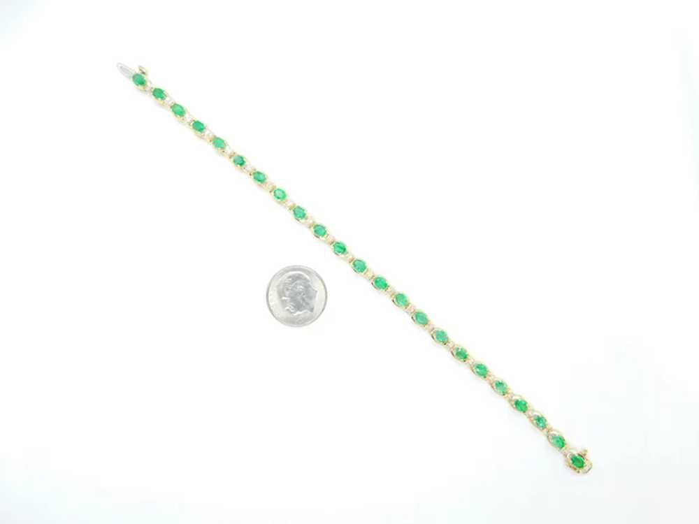 3.75 ctw Emerald and Diamond Bracelet 14k Yellow … - image 5