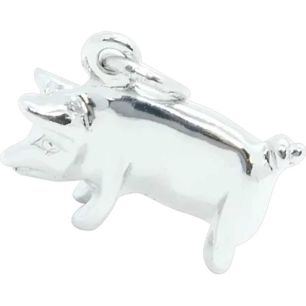 Solid Pig Charm Sterling Silver - image 1