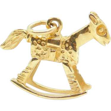 Vintage Rocking Horse Charm 14k Yellow Gold