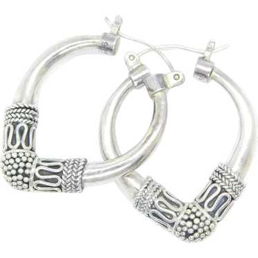Bali Style Hoop Earrings Sterling Silver