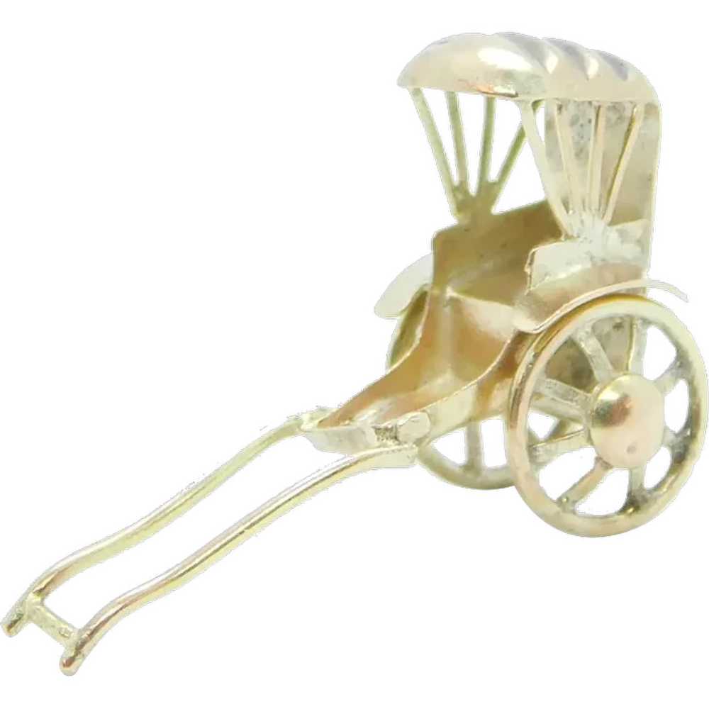 Vintage Carriage / Rickshaw Charm with Moving Whe… - image 1