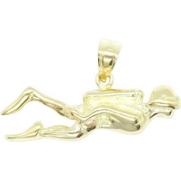 Scuba Diver Pendant 14k Yellow Gold