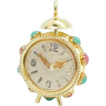 Vintage Carnelian and Chrysoprase Clock Charm 18k… - image 1