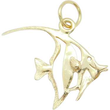 Large Angelfish Charm / Pendant 14k Yellow Gold Na