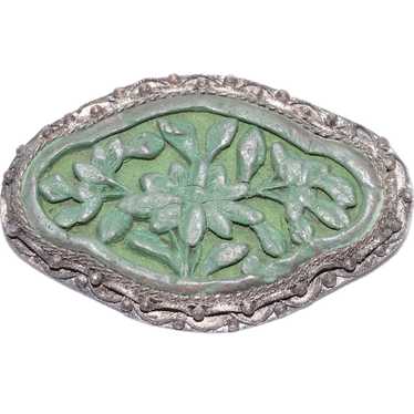 Vintage Floral Green Brooch - image 1