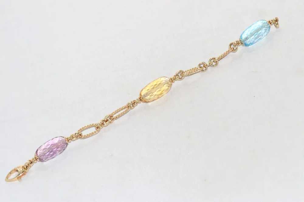 14KT Yellow Gold Multi-Gemstone Italian Bracelet - image 2