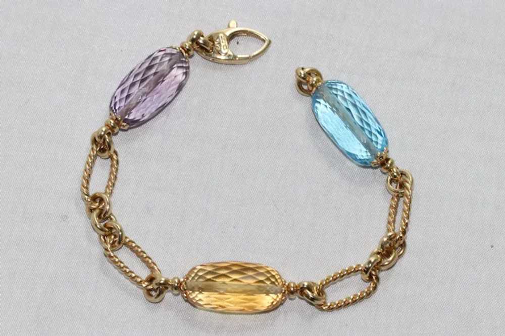 14KT Yellow Gold Multi-Gemstone Italian Bracelet - image 3