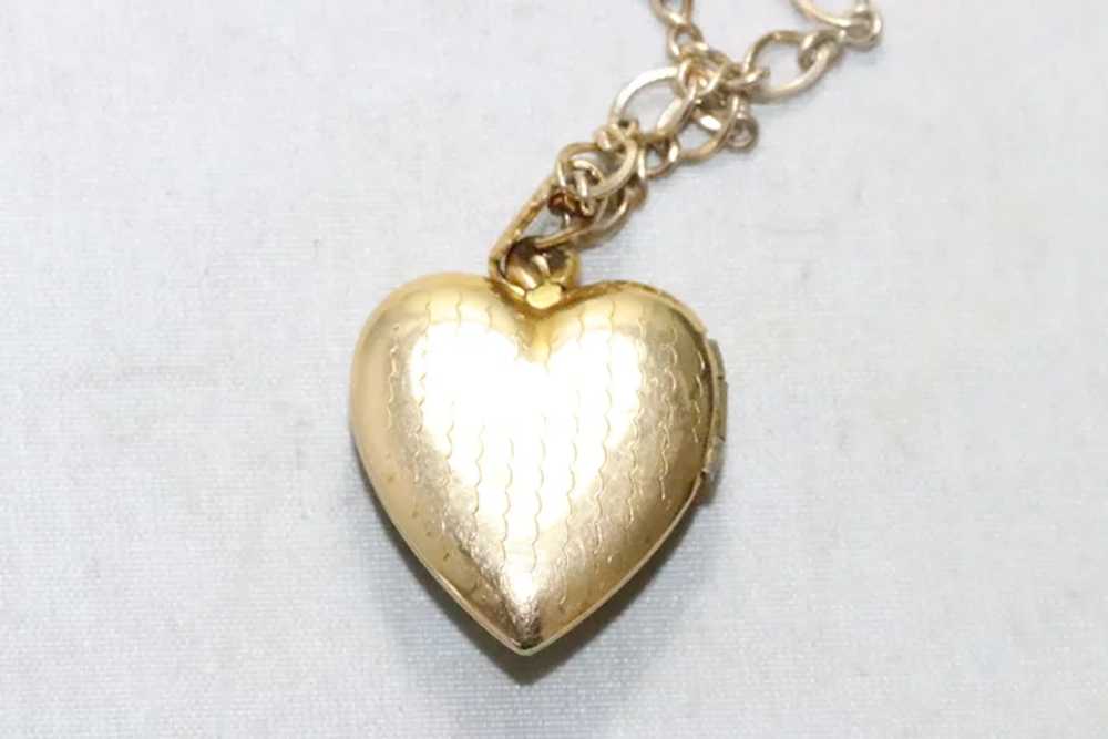 Vintage 12KT Gold Filled Mother of Pearl Heart Lo… - image 4