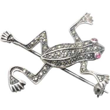 Turquoise Frog Pin Sterling - Gem