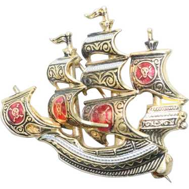 Vintage Costume Pirate Ship Pin