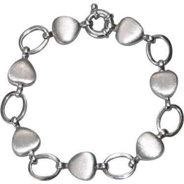 14K White Gold Heart Matte Bracelet - image 1