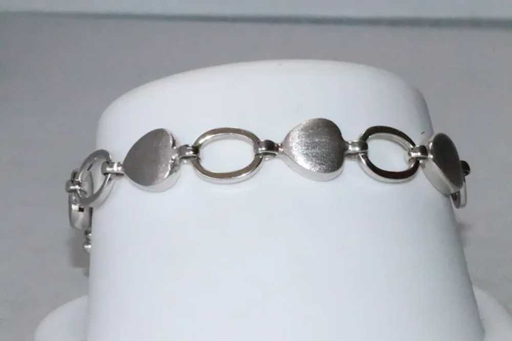 14K White Gold Heart Matte Bracelet - image 3