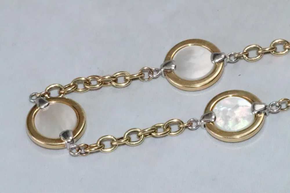 14K Two Toned Gold Italian Mother Of Pearl Bracel… - image 2