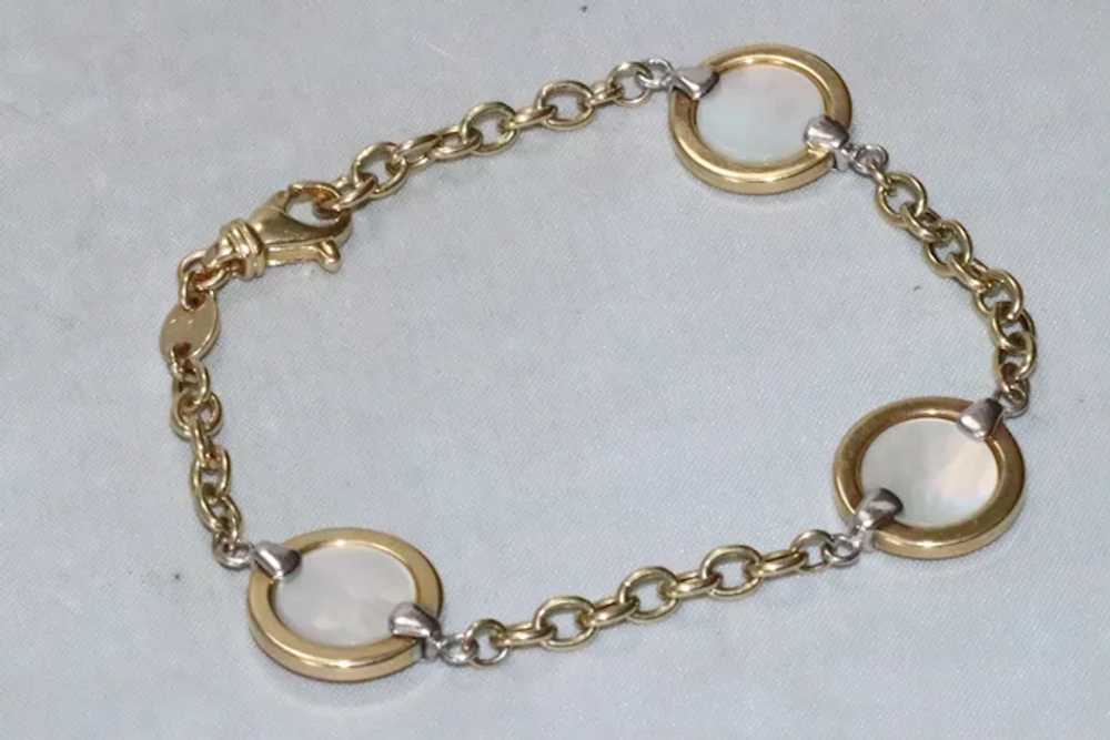 14K Two Toned Gold Italian Mother Of Pearl Bracel… - image 3