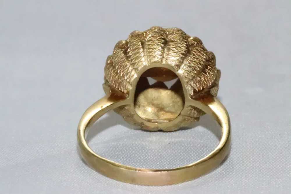 Vintage 18K Yellow Gold Cultured Pearl Dome Ring - image 5