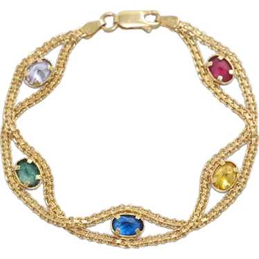 14k Yellow Gold Multi Gem Bracelet