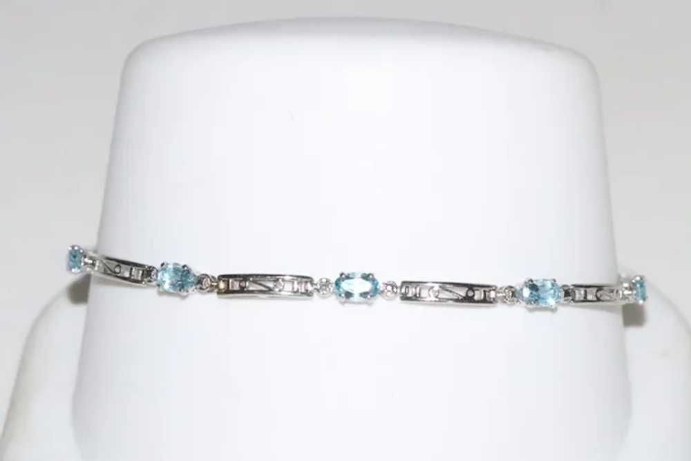 10K White Gold Blue Topaz Bracelet - image 2