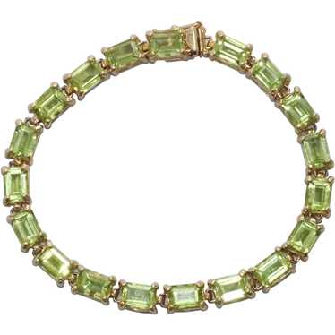 14K Yellow Gold 19.0 CT Emerald Cut Peridot Bracel