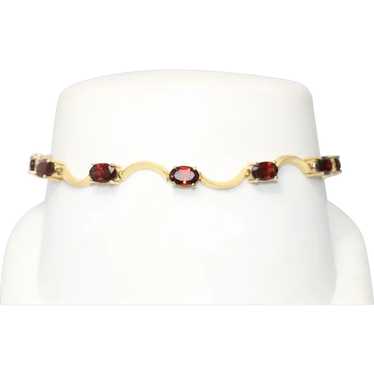 14KT Yellow Gold Garnet Stone Bracelet - image 1