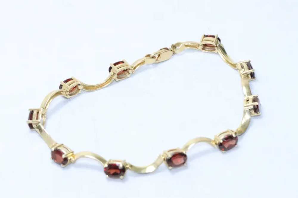 14KT Yellow Gold Garnet Stone Bracelet - image 2