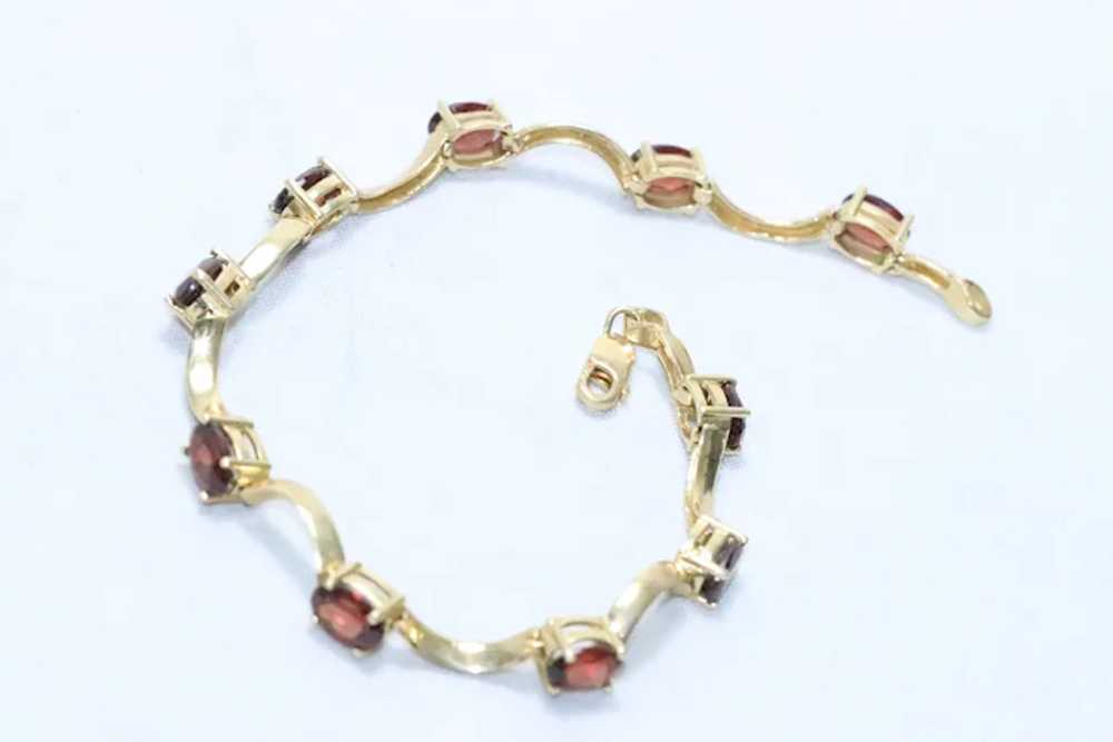 14KT Yellow Gold Garnet Stone Bracelet - image 3