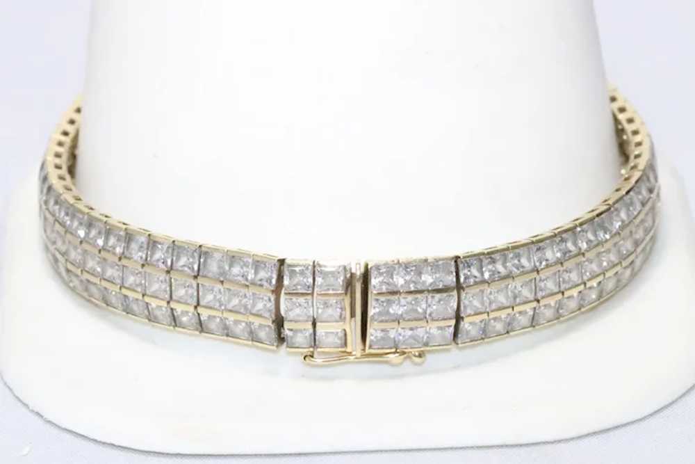 14KT Yellow Gold Cubic Zirconia Link Bracelet - image 2