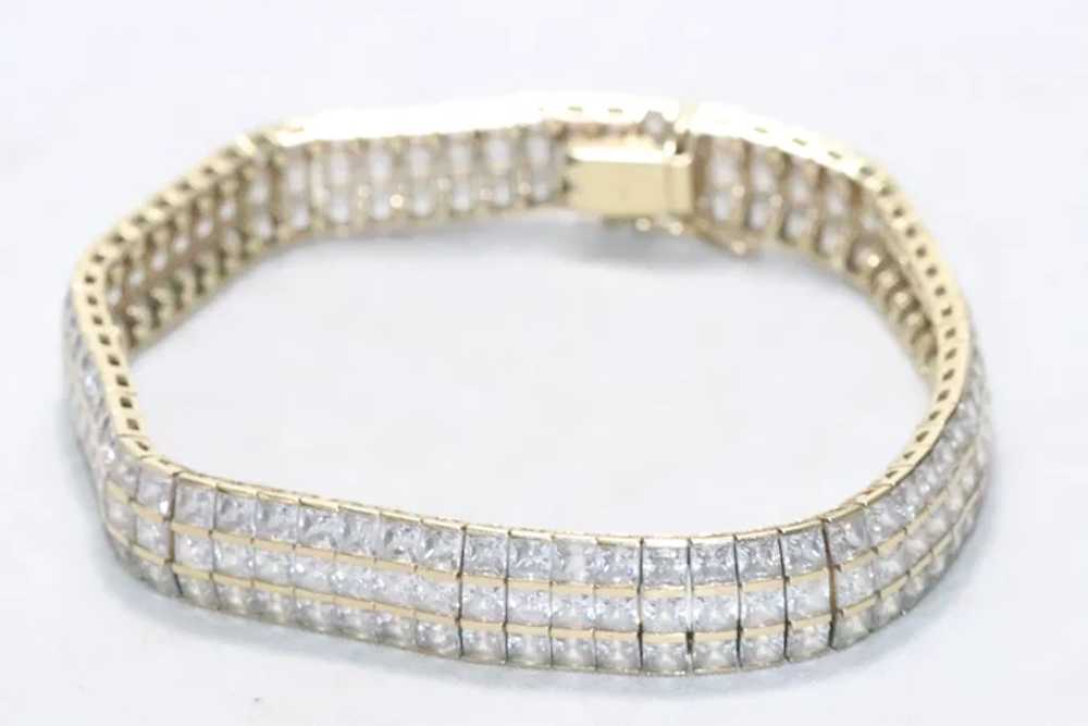 14KT Yellow Gold Cubic Zirconia Link Bracelet - image 3