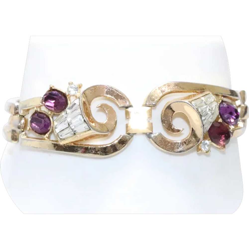 Trifari Vintage Costume Amethyst Cubic Zirconia B… - image 1