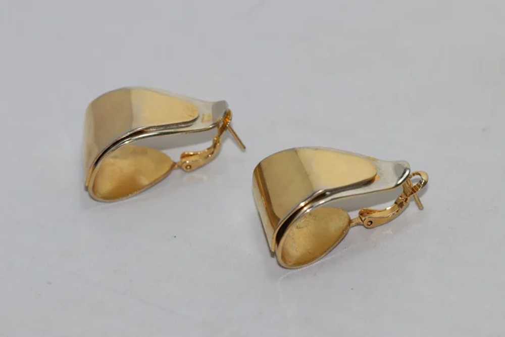 Vintage Two Tone Triangular Earrings - image 4