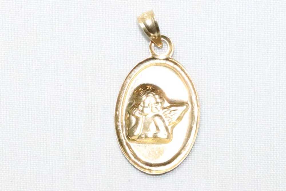 14KT Yellow Gold Angel Oval Pendant - image 2