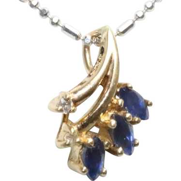 Vintage 14KT Two Tone Gold .30CT Sapphire .02CT Di